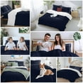 thumbnail image 5 of Solid Color Duvet Cover Set Twin Size, Dark Blue 4 Piece Soft Microfiber Bedding Set with 1 Duvet Cover, 1 Flat Sheet, 2 Pillowcases, 5 of 9