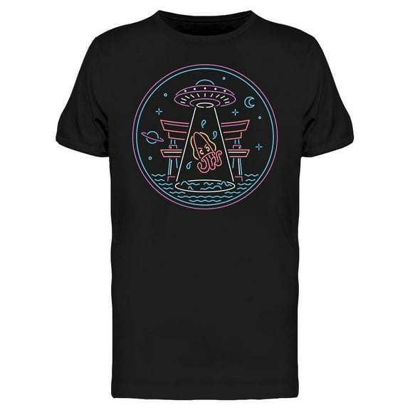 Neon Glow Octopus Abduction T-Shirt Men -Image by Shutterstock, Male x-Large