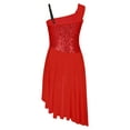 thumbnail image 2 of iiniim Kids Girls Sequins Asymmetrical Sleeveless Camisole Lyrical Dance Dress Ballet 6-16 Red 10, 2 of 7
