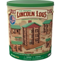 LINCOLN LOGS - Collector's Edition Village - 327 All Wood Pieces - Collectible Tin