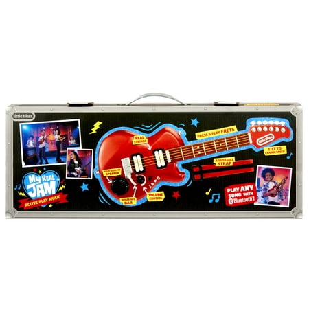 Little Tikes My Real Jam Electric Guitar, Toy Guitar with Strap, Toy Musical Instrument with 4 Play Modes, Play Any Song with Bluetooth, Gift for Kids Boys Girls Ages 3 4 5+