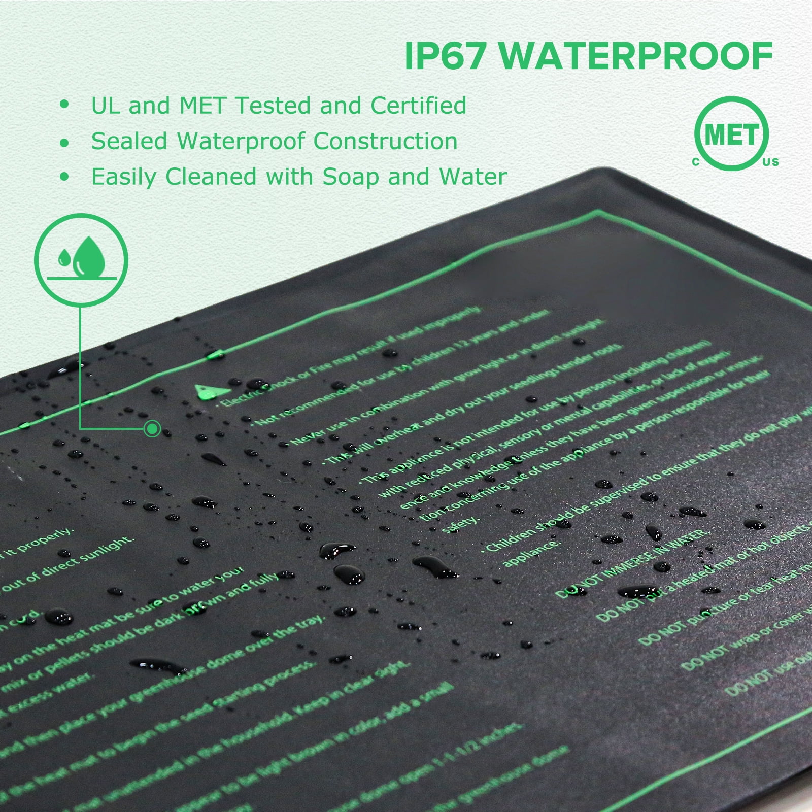 EAGLE PEAK 2 Pack Seedling Heat Mat Durable Waterproof 10" x 20", UL & MET-Certified Heating Pad for Seed Starting and Germination