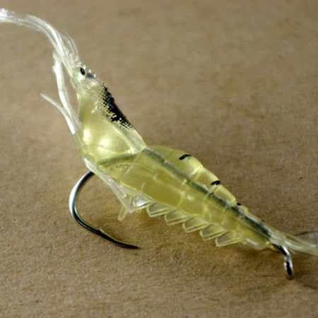 RICHMJ 10 Pcs Shrimp Fishing Simulation Soft Prawn Baits Fishing Tackle for Bass Trout Salmon Crappie Freshwater Saltwater luminous version