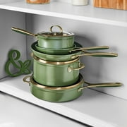 Thyme & Table 12-Piece Non-Stick Supreme Cookware Set, Pots and Pans Set - Olive