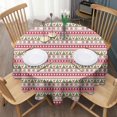 thumbnail image 3 of White Christmas Folk Pattern Round Tablecloth 60"x60",Wrinkle Wipeable Table Cloth for Kitchen Dining Room Picnic Patio Party, 3 of 6