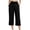 Black, variant on Women's Wrinkle Resistant Light Knit Capri Palazzo Trousers,High Smocked Waistband Side Pocket Walking Capri Pants Navy L