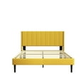 thumbnail image 3 of Unizone Modern Upholstered Wingback Platform Bed Frame with Headboard, Full, Yellow Velvet, 3 of 12