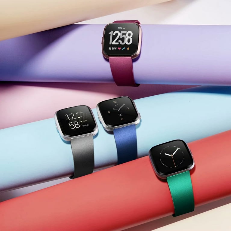 For Fitbit Versa 2 Band/Versa Band/Versa Lite/SE Smartwatch Weatproof  Lightweight Soft Silicone Strap Flexible Wristband Adjustable Titanium  Fuchsia for 6.7-8.1\