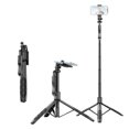 thumbnail image 1 of 60-Inch Multi-function Selfie Stick Desktop Tripod with 6-Section Telescoping Rod Rotatable Ball Head with Anti-shake Handle Phone Clip 1/4in Adapter & Remote Control Compatible with Android, 1 of 7