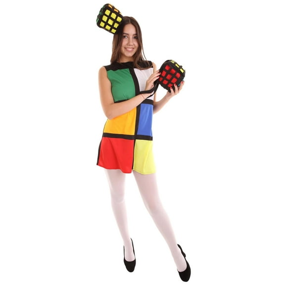HPO Adult Women's Rubik's Cube Costume | Multicolor Halloween & Festival Costume