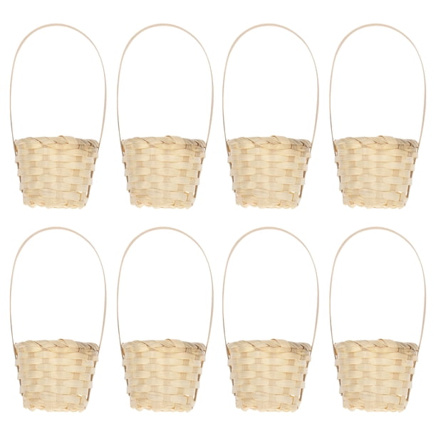 8pcs Cesta de almacenamiento de la mano Cesta de almacenamiento de regalo Canasta de picnic de flores tejidas