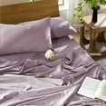 thumbnail image 4 of MooMee 100% Washed Cotton Duvet Cover Set King Size Linen Like Textured Breathable Lightweight 3-Piece (Taro Purple, 104"x90"), 4 of 7