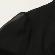 Evening Gowns for Women formal Midi Dresses for Women Shiny Mesh Stitching Glamorous Black V Neck Mini Dress Long Sleeve Mesh Body Slim Dress