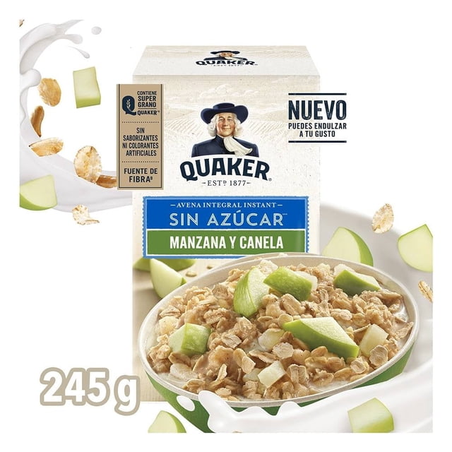 Avena integral Quaker instant sin azúcar manzana y canela 245 g