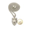 thumbnail image 2 of Stone Stud Crown King Lion Head Pendant w/ 5mm 24" Cuban Chain Necklace in Silver-Tone, 2 of 3