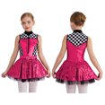 thumbnail image 3 of vastwit Kids Girls Sleeveless Checkerboard Sequins Tutu Dress Figure Ice Skating Performance Dance Party Wear Hot Pink 4, 3 of 7