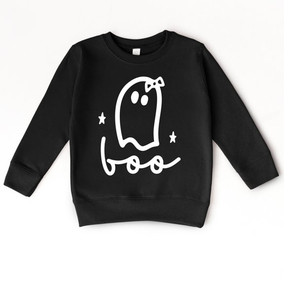 Boo Ghost Bow - Toddler Graphic Sweatshirt and Youth Graphic Sweatshirt