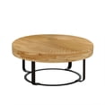 thumbnail image 7 of Modern Round Coffee Table with Metal Legs, Wooden Carving Pattern for Living Room Reception Room Office, Black, 7 of 7