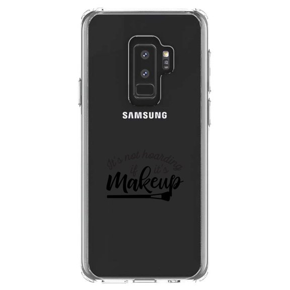 DistinctInk Clear Shockproof Hybrid Case for Samsung Galaxy S9  PLUS (6.2" Screen) - TPU Bumper Acrylic Back Tempered Glass Screen Protector - It's Not Hoarding If It's Makeup