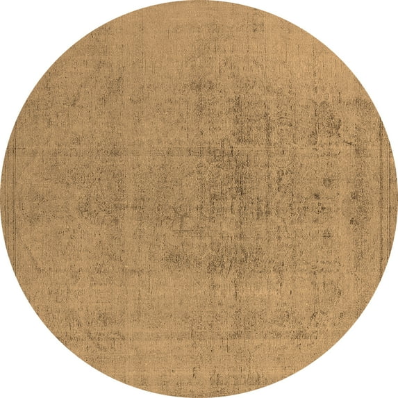 Ahgly Company Indoor Round Oriental Brown Industrial Area Rugs, 4' Round