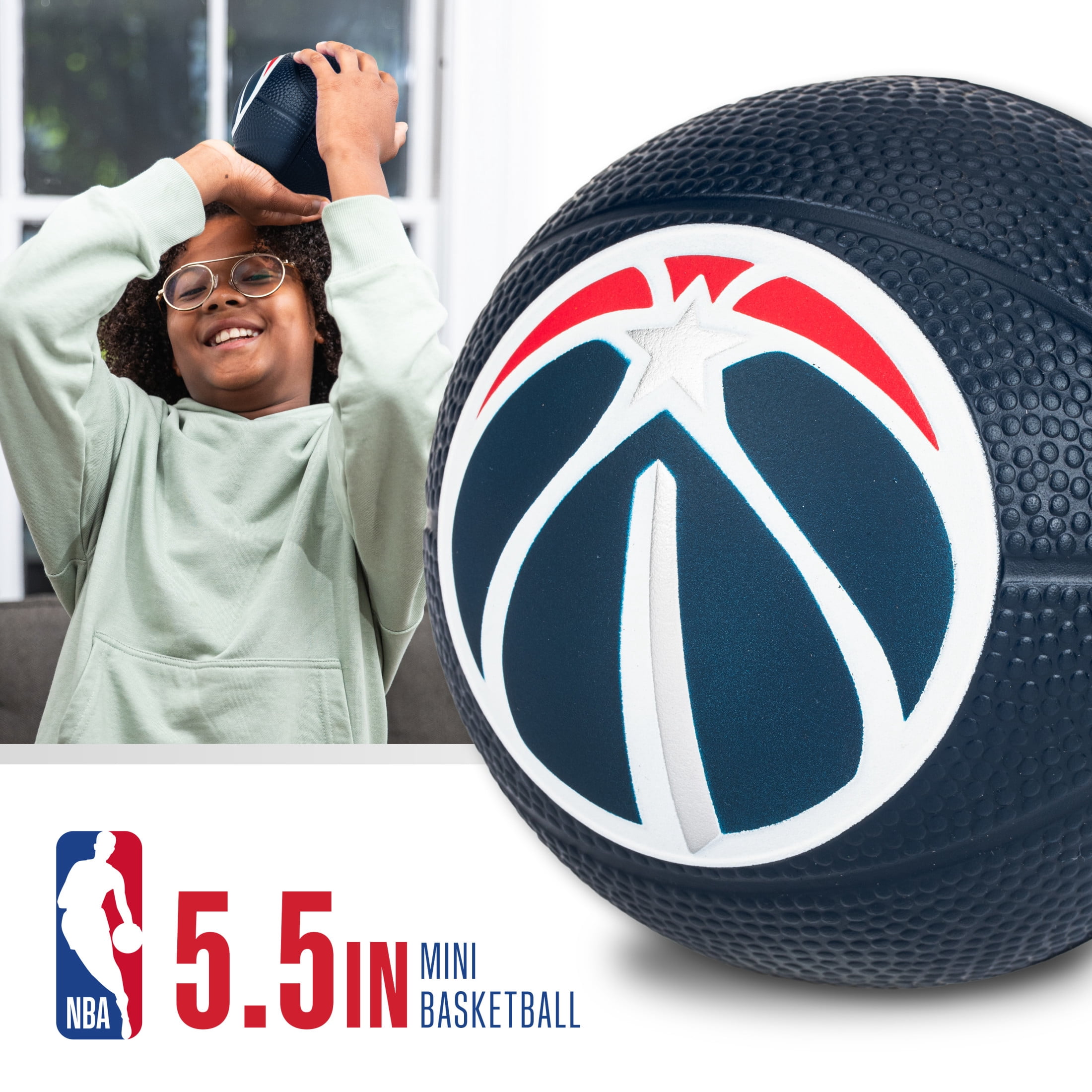 Franklin Sports NBA Washington Wizards Mini Foam Basketball - Kids 5.5" Inch Toy Basketball for Over the Door + Mini Indoor Basketball Hoops - NBA Fan Shop Soft Foam Indoor Kids Basketballs