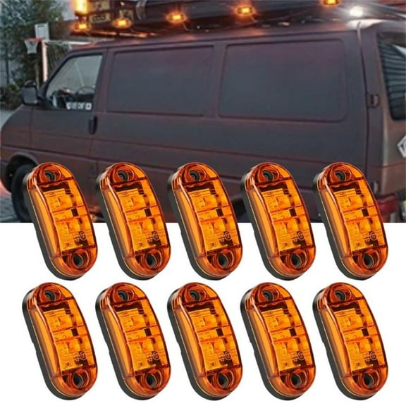 Nilight 10 Pcs 2.5" LED Trailer Lights 2 Diode Waterproof LED Trailer Side Marker Oval Signal Running Lights for Truck Boat Rv(Amber, Red)