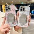 thumbnail image 5 of for iPhone Case,Luxury Rhinostone Glitter Frame Butterfly Pattern with Mirror Soft Shockproof Phone Case (Pink,iPhone 15 Pro), 5 of 5
