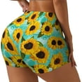 thumbnail image 2 of Xecao Sunflowers With Green Leaves Print Workout Shorts for Women Soft Smooth Gym Yoga Scrunch Active Tennis Workout Running Shorts, 2 of 9