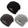 thumbnail image 1 of 3pcs Women Winter Knitted Beanie with Inner Lining Chunky Knit, 1 of 1