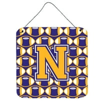 Letter N Football Purple and Gold Wall or Door Hanging Prints