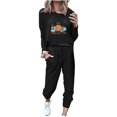 thumbnail image 2 of Puntoco Conjunto de tops y pantalones cortos deportivos de manga larga con estampado de Acción de Gracias para mujer Puntoco Puntoco-110, 2 of 5