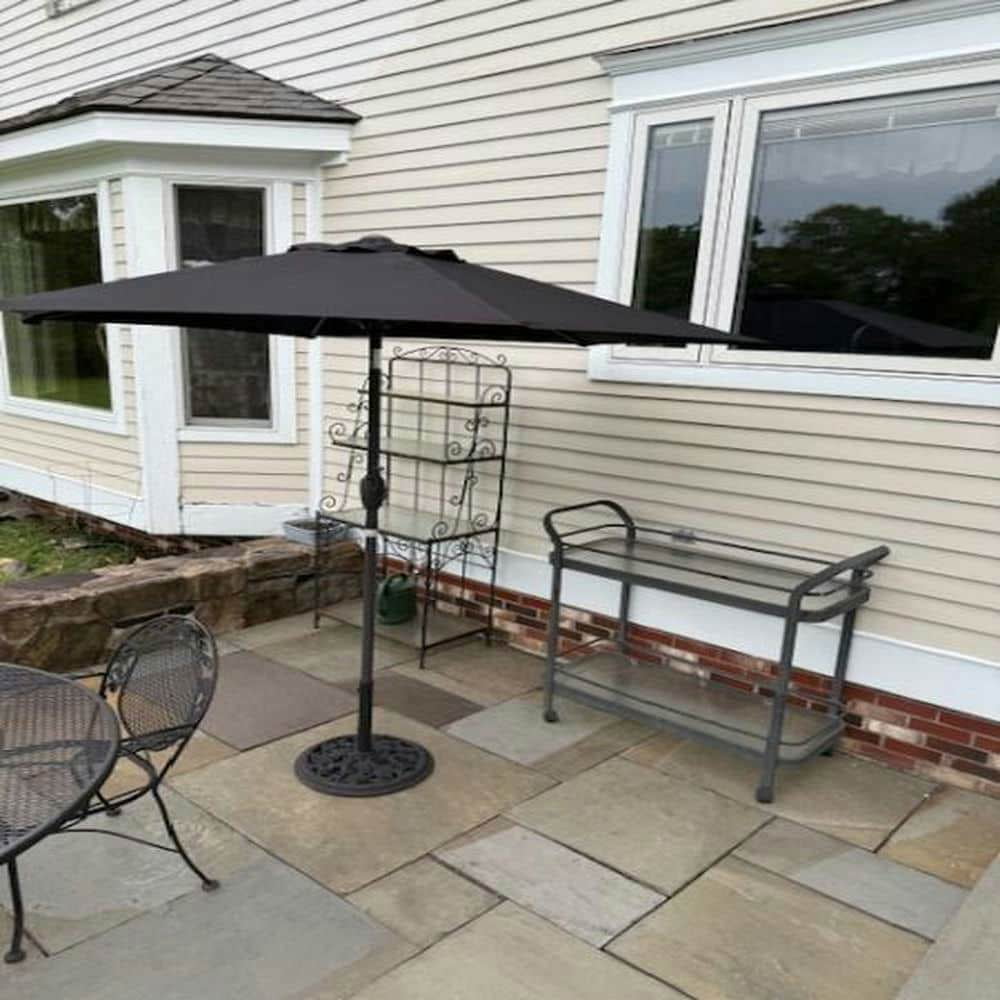 Demifill 7.5 Feet Outdoor Patio Heavy Duty Market Umbrella, Shade with Push Button Tilt for Patio, Garden, Backyard, Black