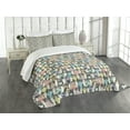 thumbnail image 3 of Ambesonne Cat Quilted Bedspread Set 3 Pcs, Retro Hipster Bow Ties, Queen Size, Multicolor, 3 of 5