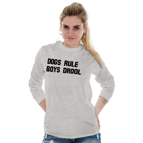 Cute Dogs Rule Boys Drool Pet Owner Women's Long Sleeve T Shirt Brisco Brands S