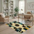 thumbnail image 2 of ODIKA 4'x6' Ultra-Soft Area Rug, Vinyl Music Vintage Album Grid Abstract Equalizer Record Minimalist None Washable, Bare feet friendly, Silk-Touch for Bedroom Home office, 2 of 7