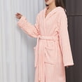 thumbnail image 5 of Bxsruta Womens Plush Hooded Robe Soft Fleece Bathrobe Long Loungewear with Pockets and Belt, 5 of 7