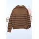 thumbnail image 2 of ABPHQTO Jersey de mujer con media cremallera y rayas marrones, 2 of 5