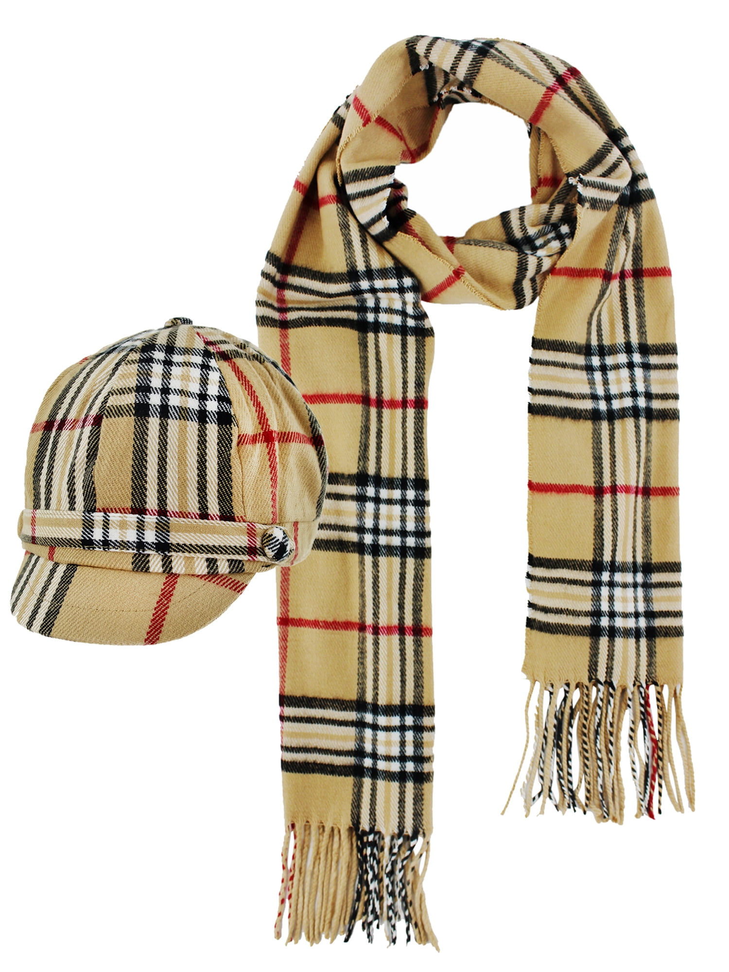 tartan hat and scarf set