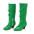 thumbnail image 6 of Dakaela Knee High Boots for Women Wedge Heel Bowknot Slouchy Tall Boot Wide Calf Dress Winter Shoes Green 7.5, 6 of 8
