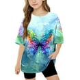 thumbnail image 1 of T-shirt à Manches Courtes pour Enfants, Haut Décontracté Imprimé à Col Rond en Mélange Polyester-Spandex pour Garçons et Filles de 3 à 14 Ans, Tissu Respirant et Doux, Lavable à la Machine, 1 of 9