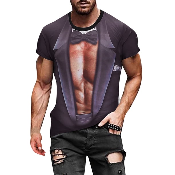 Playeras Lisas Para Hombre, Moda Informal Para Hombre, Estampado Digital 3D, Ejercicio Muscular, Fitness, Camiseta De Manga Corta, Blusa Superior