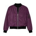 thumbnail image 5 of QQNHM Womens Corduroy Bomber Jacket Full Zipper Long Sleeve Lightweight Coat Fall Casual Baseball Outerwear, 5 of 6