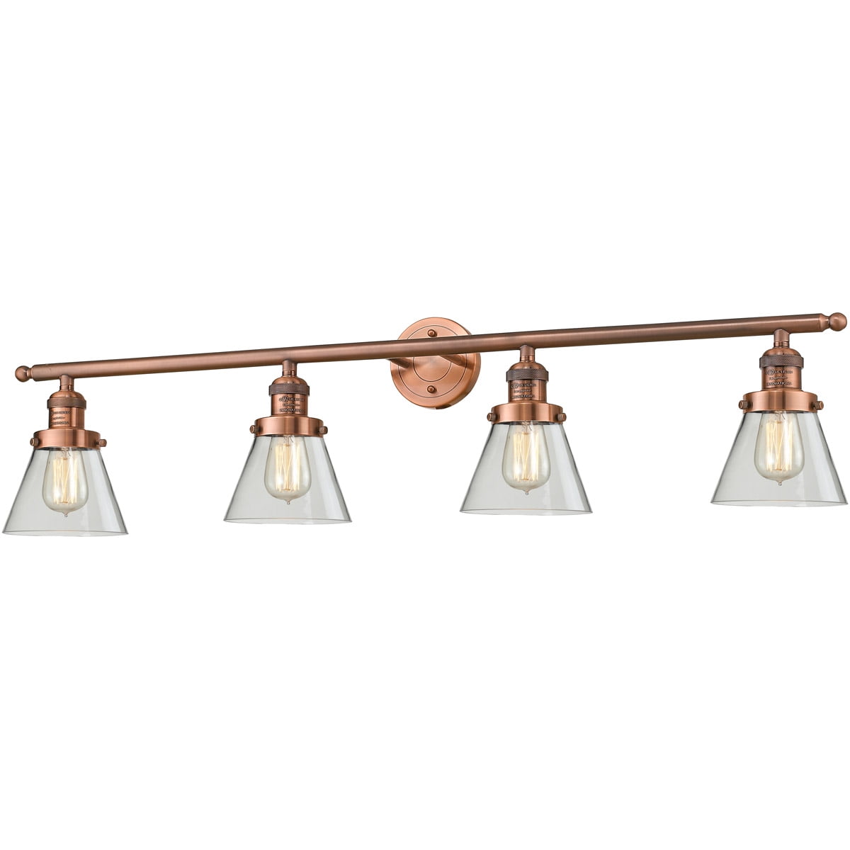 Antique Copper Tone Bathroom Vanity 42 Wide Clear Glass Steel Cast Brass Medium Base Led 4 Light Fixture Walmartcom Walmartcom