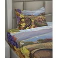thumbnail image 2 of Ambesonne Winery Fitted & Top Sheet Set with Sham, Cartoon Vineyard Grapes, Blue Yellow, 2 of 4