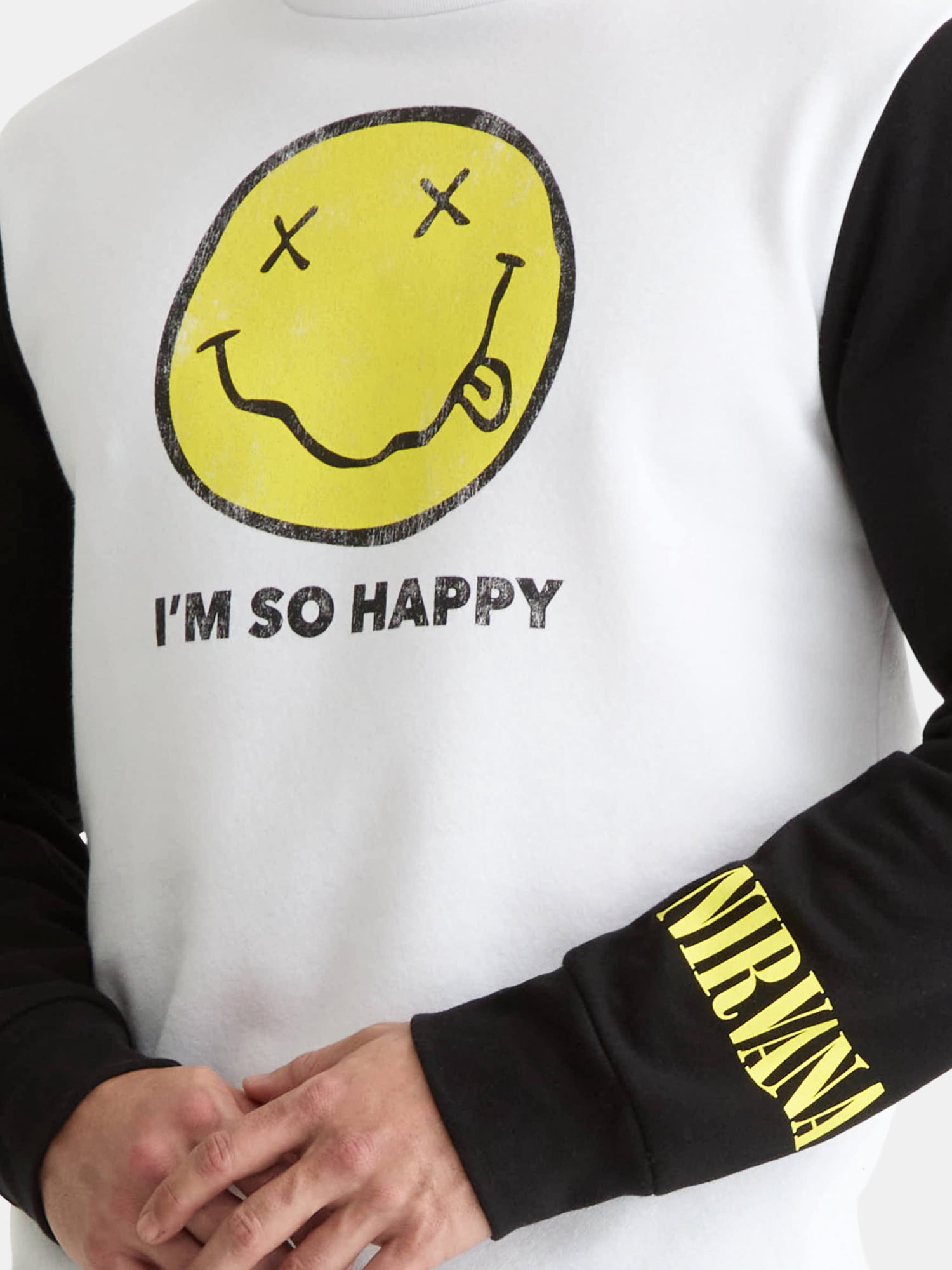Nirvana Men's & Big Men's Smiley Graphic Crewneck Sweatshirt, Sizes XS-3XL