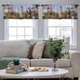 thumbnail image 5 of LALILO Kitchen Curtain Valance With Autumn Trees Tower Rod Pocket Window Curtain 52"x 18" Set of 2, 5 of 7