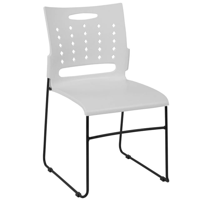 HERCULES Series 881 lb. Capacity Black Sled Base Stack Chair with Air-Vent Back