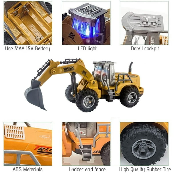 Jiakora Bulldozer Télécommandé, Pelleteuse RC Voiture Télécommandée Enfants | 2,4GHz Véhicule de Chantier, Bulldozer avec Lumière et Son, Pelle en