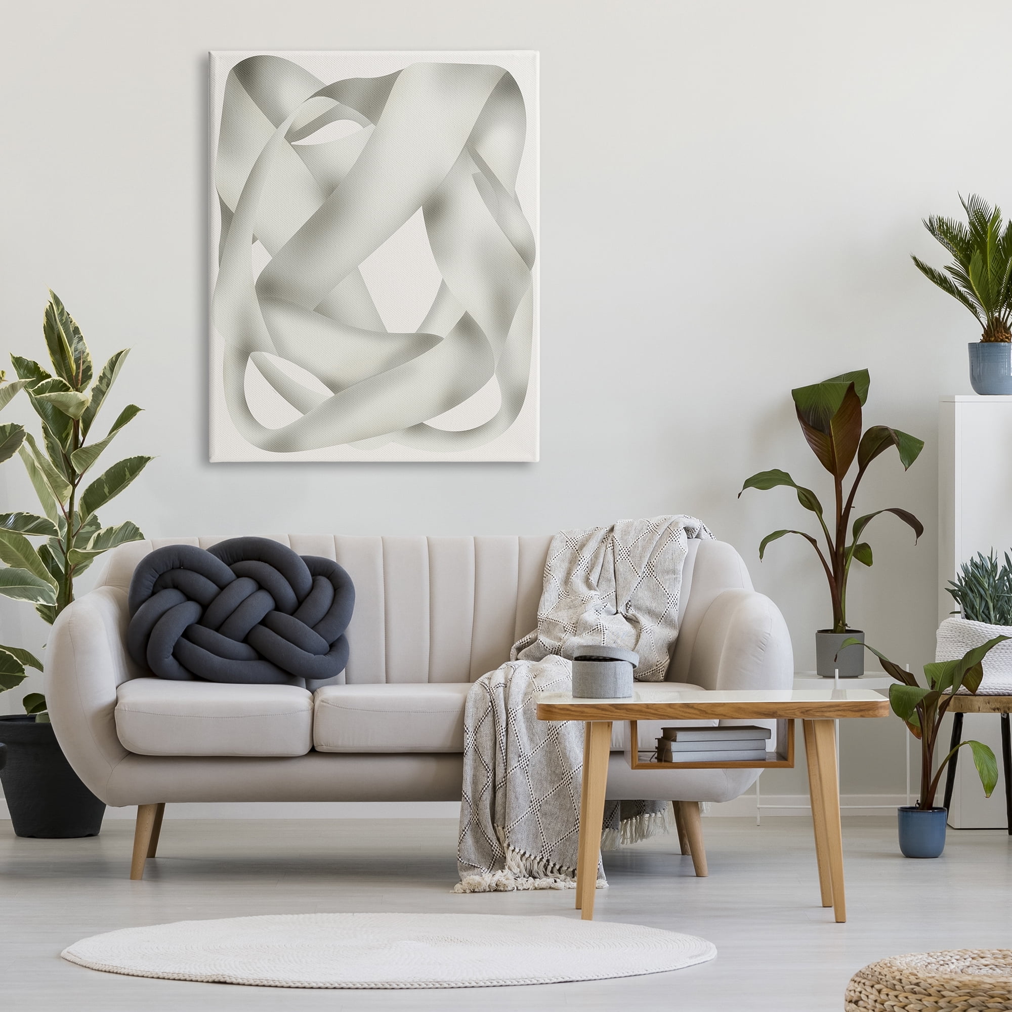 Stupell Industries Intertwining Abstract Shape Abstract Painting Gallery Wrapped Canvas Art Print Wall Art, 36 x 48