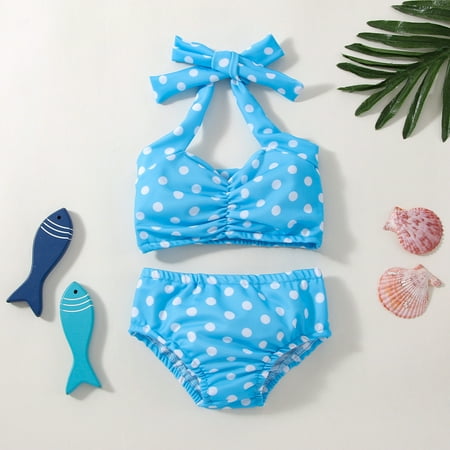 RTKFRFL Toddler Girl Swimsuit Kids Polka Dot Print Tie Behind Beach Bikini Sets Swimwear Beachwear Bathing Suit